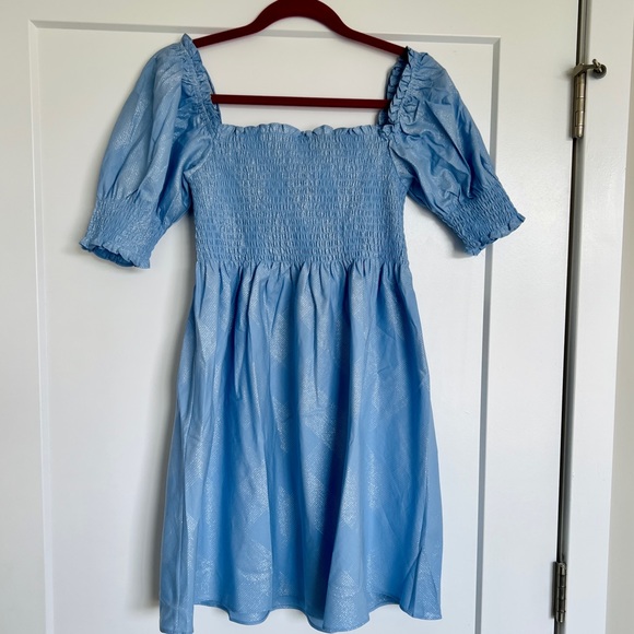 Hill House Home Athena Nap dress in light blue check - Picture 2 of 3